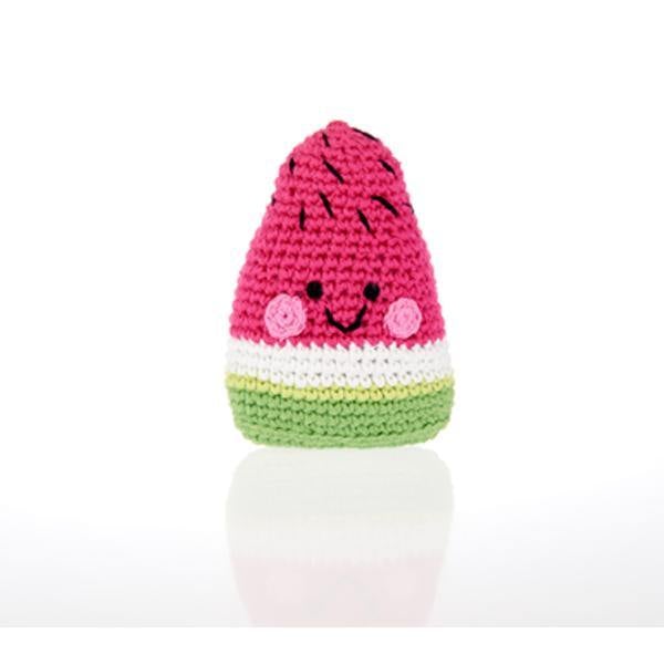 Pebble Watermelon hand crocheted, fair trade baby Rattle