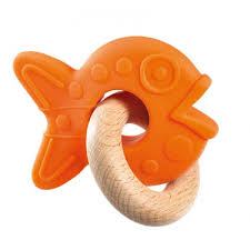 Djeco BabyFishy Baby Anneau Wood and Silicone teething ring