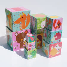 Djeco Stackable Cubes for babies and toddlers Forest