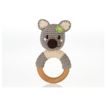 Koala Bear Crocheted Teething Ring Rattle - Fairtrade Baby Gift