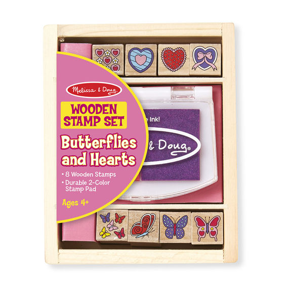 Melissa and Doug Wooden Stamp Set Butterflies and Hearts