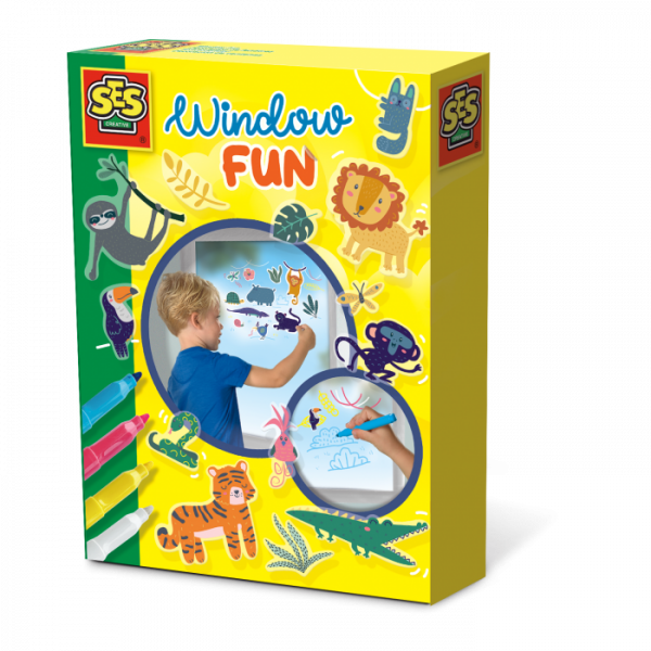 Draw on windows and use the jungle window stickers with this Jungle themed Window Fun Kit