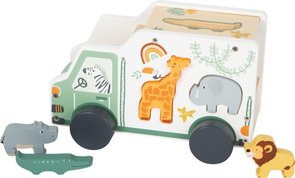 Wooden Shape Sorting Safari Bus with Animals