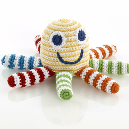 Fair Trade Crochet Octopus Rattle- Pebble Baby Toys