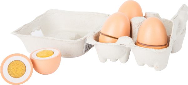 Egg box with 4 wooden eggs for pretend play, from Small Foot Design Toys